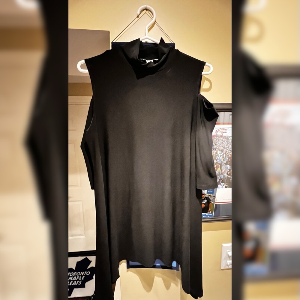 Joseph Ribkoff Black bare shoulder with arm sleeves